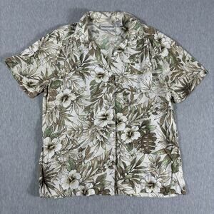 Vintage Cathy Essentials Hawaiian Shirt Size M Cotton Blend Multicolor Floral
